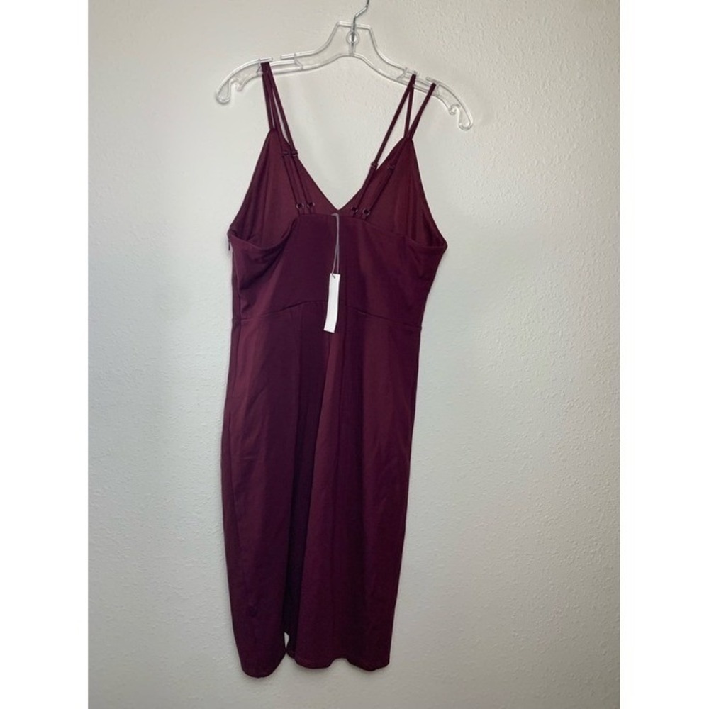 nine britton Double-Strap‎ V-Neck Midi Dress Burgundy Plum Large Career Evening - Picture 7 of 11